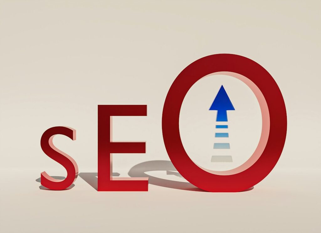 Search sign illustrating SEO link building and website authority
