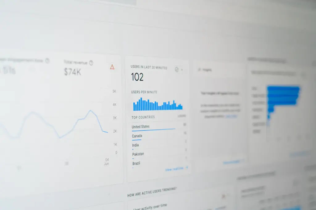 Digital search analytics dashboard representing website voice search SEO optimization