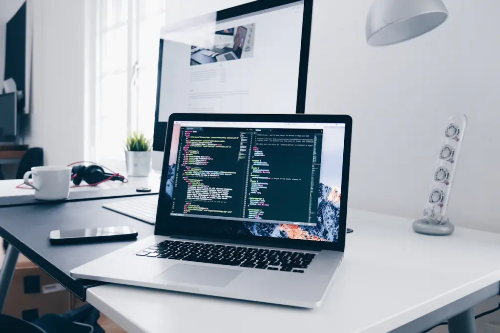 Developer working on a laptop representing website maintenance and technical support